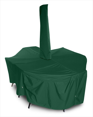 KoverRoos 61461 Weathermax Supersize High Back Dining Set Cover with umbrella hole- Forest Green - 140 L x 80 W x 36 H in.