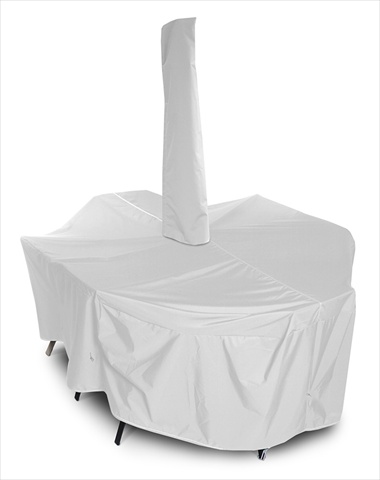 KoverRoos 17251 Weathermax Medium Rectangular Dining Set Cover with umbrella hole- White - 94 L x 64 W x 28 H in.