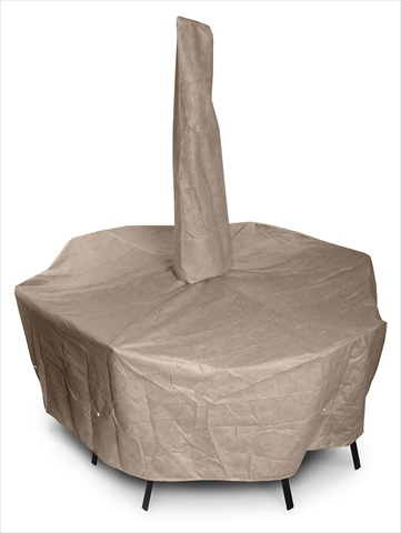 KoverRoos 37251 KoverRoos III Medium Rectangular Dining Set Cover with umbrella hole- Taupe - 94 L x 64 W x 28 H in.