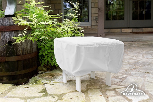 KoverRoos 16650 Weathermax 26 in. Ottoman-Small Table Cover- White - 26 L x 26 W x 16 H in.