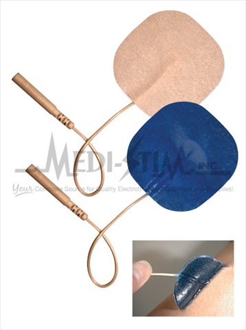 SS375S Medi - Stim Sof - Stim 2 in. X 3.5 in. Rect.- Snap- Blue Gel- Tan Tricot- Reusable Electrodes 4 Per Pkg