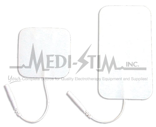 Picture of Medi-Stim 2240 Dura - Stim Hh 2 in. X 3.5 in. Rect.- Pigtail White Foam- Hi - Heat- Reusable Electrodes 4 Per Pkg