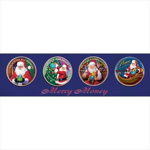 Picture of American Coin Treasures 246 Merry Money 4 - Gold-Layered Colorized JFK Half Dollar Santa Coins
