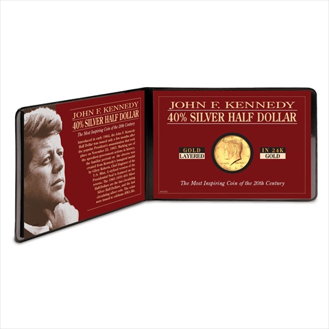 Picture of American Coin Treasures 7205 Silver JFK Half Dollar Coin Layered in Pure Gold