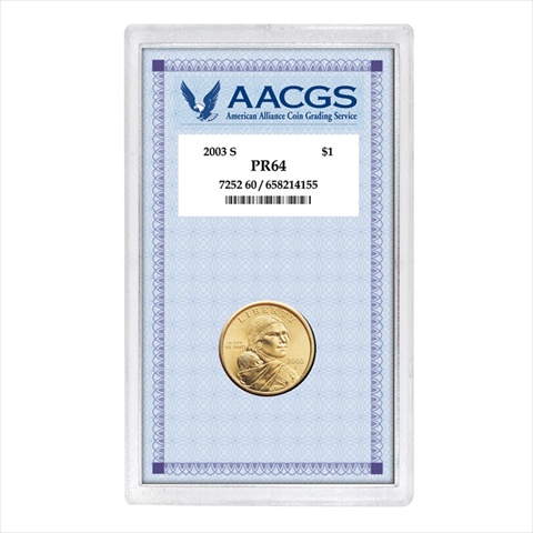 Picture of American Coin Treasures 7329 2003-S Sacagawea Dollar PR64 - Slab