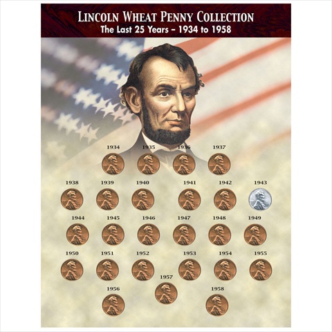 Picture of American Coin Treasures 7422 The Last 25 Years of Lincoln Wheat Penny Collection 1934-1958