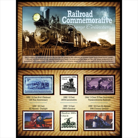 Picture of American Coin Treasures 11599 Railroad Commemorative Stamp Collection