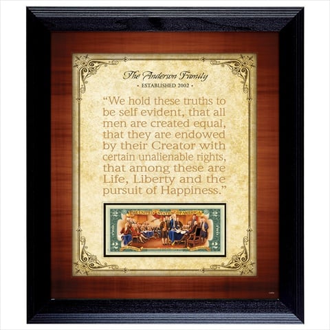 Picture of American Coin Treasures 11894 Personalized Established Family Declaration 2 Dollar Frame