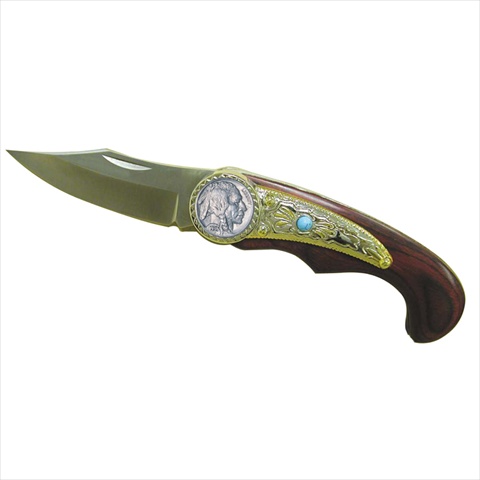 Picture of American Coin Treasures 12337 Buffalo Nickel Decorative Wood Handle Knife