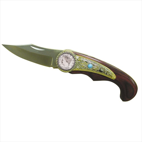 Picture of American Coin Treasures 12338 Liberty Nickel Decorative Wood Handle Knife