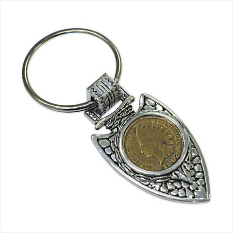 Picture of American Coin Treasures 114 Indian Cent in Silvertone Arrowhead Keyring