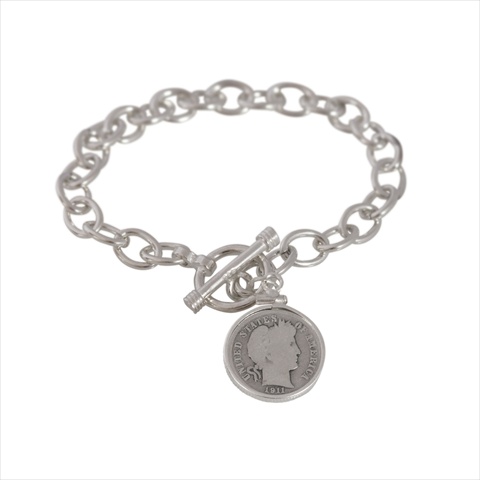 Picture of American Coin Treasures 253 Sterling Silver Toggle Bracelet with Silver Barber Dime