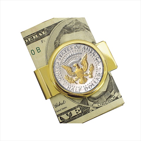 Picture of American Coin Treasures 1568 Selectively Gold-Layered Presidential Seal JFK Half Dollar Goldtone Money Clip