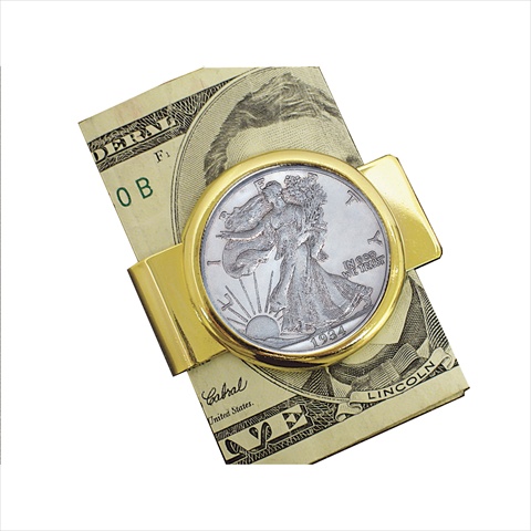 Picture of American Coin Treasures 2214 Walking Liberty Silver Half Dollar Goldtone Moneyclip