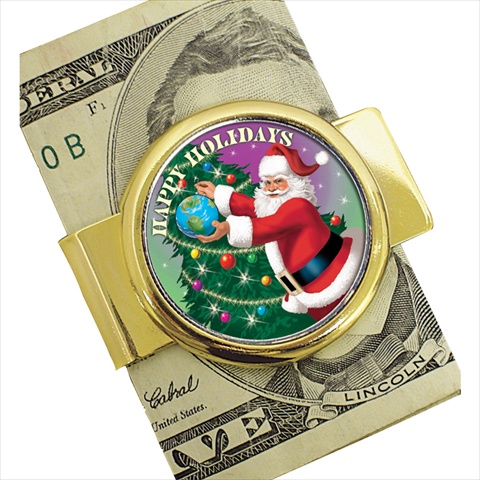 Picture of American Coin Treasures 2287 Goldtone Moneyclip with Colorized JFK Half Dollar Santa Coin