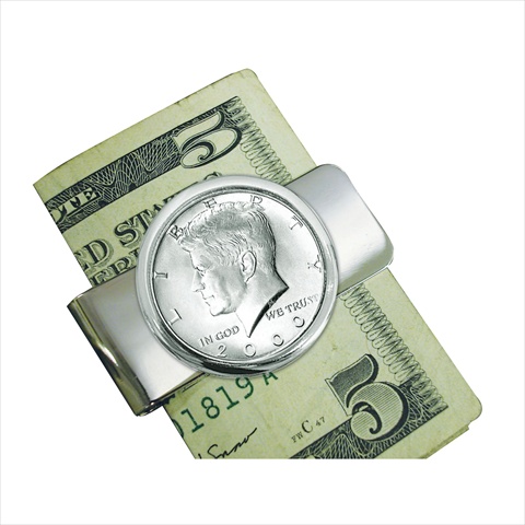 Picture of American Coin Treasures 2396 Silvertone JFK Half Dollar Money Clip