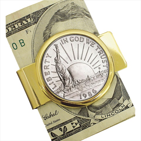 Picture of American Coin Treasures 11132 1986 Statue of Liberty Commemorative Half Dollar Coin in Goldtone Money Clip Coin Jewelry