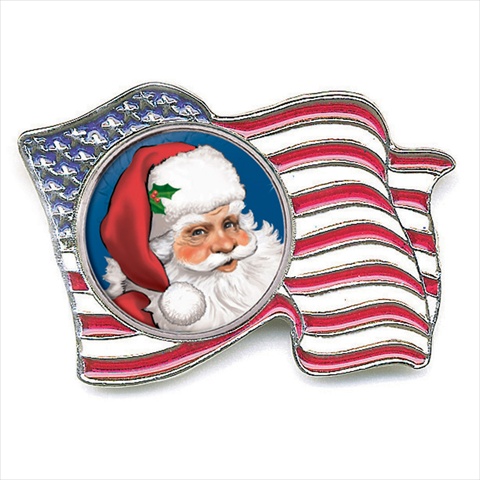Picture of American Coin Treasures 11337 Santa Colorized Quarter Flag Pin