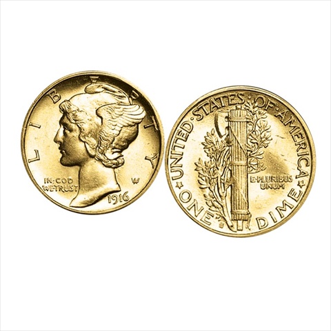 Picture of American Coin Treasures 11341 Gold-Layered Mercury Dime Cufflinks