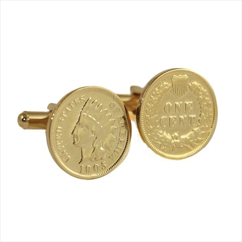 Picture of American Coin Treasures 11342 24K Gold Layered Indian Head Coin Cuff Links