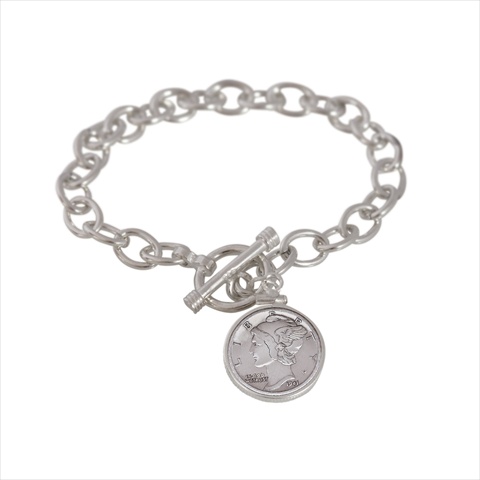 Picture of American Coin Treasures 11896 Sterling Silver Mercury Dime Toggle Bracelet