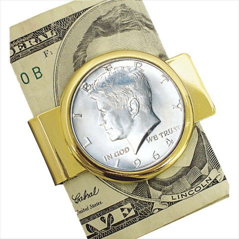 Picture of American Coin Treasures 12320 1964 First-Year-of-Issue Silver JFK Half Dollar Goldtone Money Clip