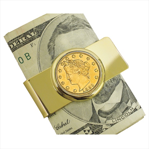 Picture of American Coin Treasures 12326 1883 First-Year-of-Issue Gold-Layered Liberty Racketeer Nickel Goldtone Money Clip