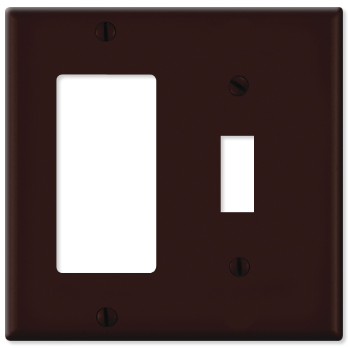 Leviton LV80405x-LV80405B Combination Wallplate- 1 Decora and 1 Toggle- Brown