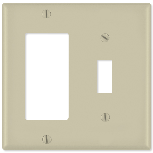 Leviton LV80405x-LV80405I Combination Wallplate- 1 Decora and 1 Toggle- Ivory