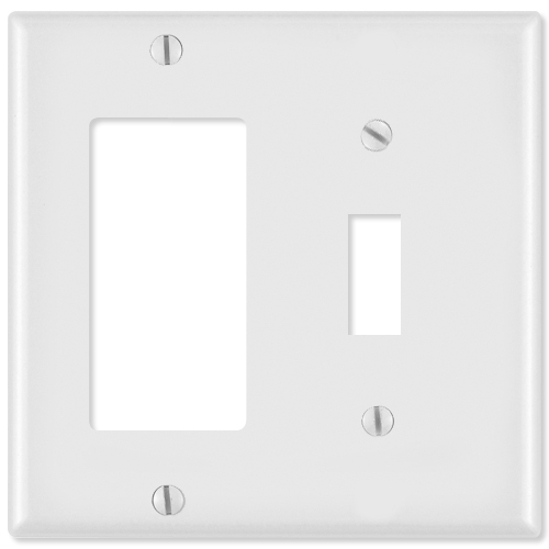 Leviton LV80405x-LV80405W Combination Wallplate- 1 Decora and 1 Toggle- White