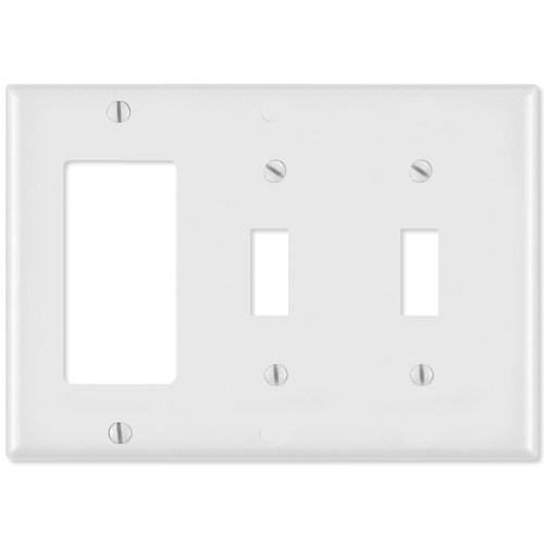 LV80421x-LV80421W Combination Wallplate, 1 Decora and 2 Toggle, White