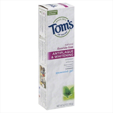 Picture of Toms Of Maine Toothpaste- Antiplaque & Whitening- Spearmint Gel- 4.7 Oz- Pack Of 6