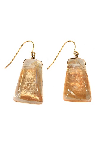 Alexa Starr 4271-E Goldtone Gold Fleck Lucite Drop Earrings