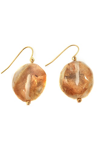Alexa Starr 4273-E Goldtone Gold Fleck Lucite Nugget Drop Earrings