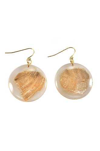 Alexa Starr 4274-E Goldtone Gold Fleck Lucite Disc Drop Earrings