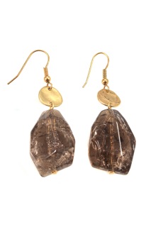 Alexa Starr 4301-E Goldtone Brown Lucite Nugget Drop Earrings