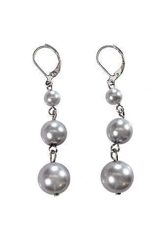 Alexa Starr 4418-EP-GRY Graduated Triple Drop Grey Pearl Earrings