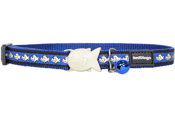 Picture of Red Dingo CC-RF-DB-12 Red Dingo Cat Collar Reflective Fish Dark Blue