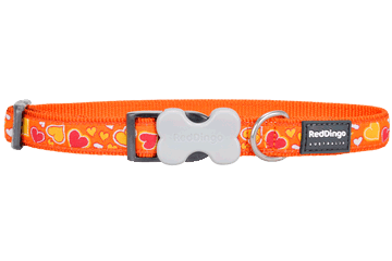 Picture of Red Dingo DC-BZ-OR-SM Dog Collar Design Breezy Love Orange&#44; Small