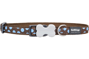 Picture of Red Dingo DC-S2-BR-ME Dog Collar Design Blue Dots on Brown- Medium