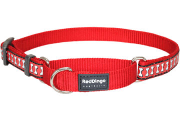 Picture of Red Dingo MC-RB-RE-ME Martingale Dog Collar Reflective Red- Medium