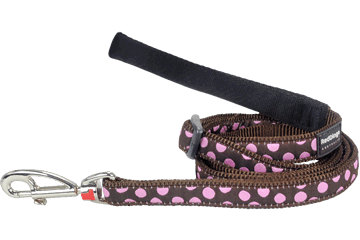 Picture of Red Dingo L6-S1-BR-20 Dog Lead Design Pink Dots on Brown- Medium