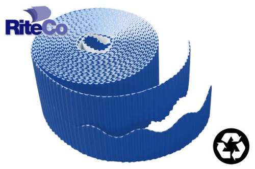 Riteco Trim-It Corrugated Scalloped Decorative Border. Two .25 In. X 50 Ft. Strips Per Roll Dark Blue, 6 Rolls
