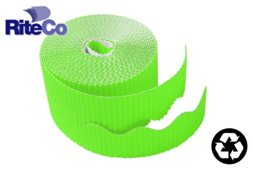 Riteco Trim-It Corrugated Scalloped Decorative Border. Two .25 In. X 50 Ft. Strips Per Roll Lime Green, 6 Rolls