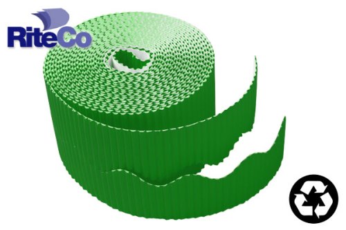 Riteco Trim-It Corrugated Scalloped Decorative Border. Two .25 In. X 50 Ft. Strips Per Roll Holly Green, 6 Rolls