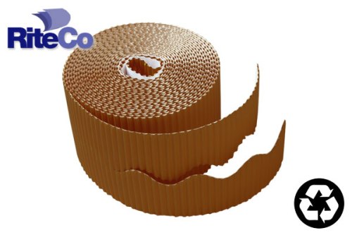 Riteco Trim-It Corrugated Scalloped Decorative Border. Two .25 In. X 50 Ft. Strips Per Roll Warm Brown, 6 Rolls