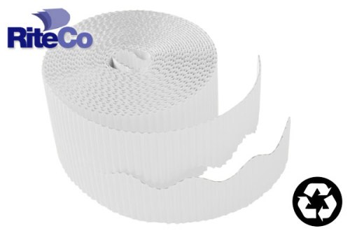 Riteco Trim-It Corrugated Scalloped Decorative Border. Two .25 In. X 50 Ft. Strips Per Roll Bright White, 6 Rolls