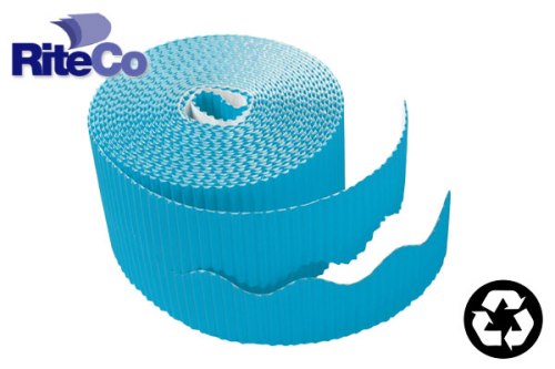 Riteco Trim-It Corrugated Scalloped Decorative Border. Two .25 In. X 50 Ft. Strips Per Roll Bright Blue, 6 Rolls