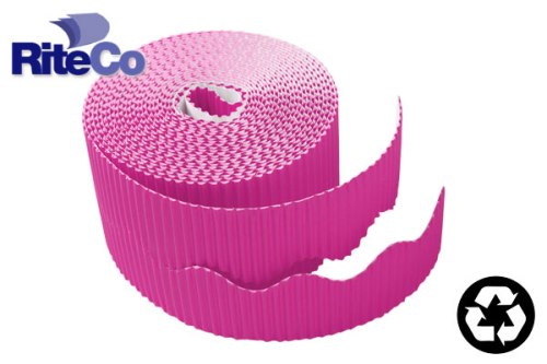 Riteco Trim-It Corrugated Scalloped Decorative Border. Two .25 In. X 50 Ft. Strips Per Roll Magenta, 6 Rolls
