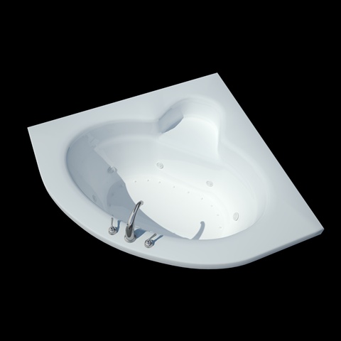 Alexandria Corner Air & Whirlpool Bathtub - White - 60 x 60 x 23 Inch - 22 Air Jets